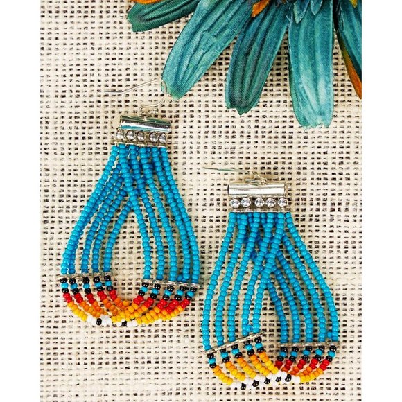 ICON Jewelry - Earrings. Turquoise/Multi, Southwestern, Beaded. Pierced. NWT.